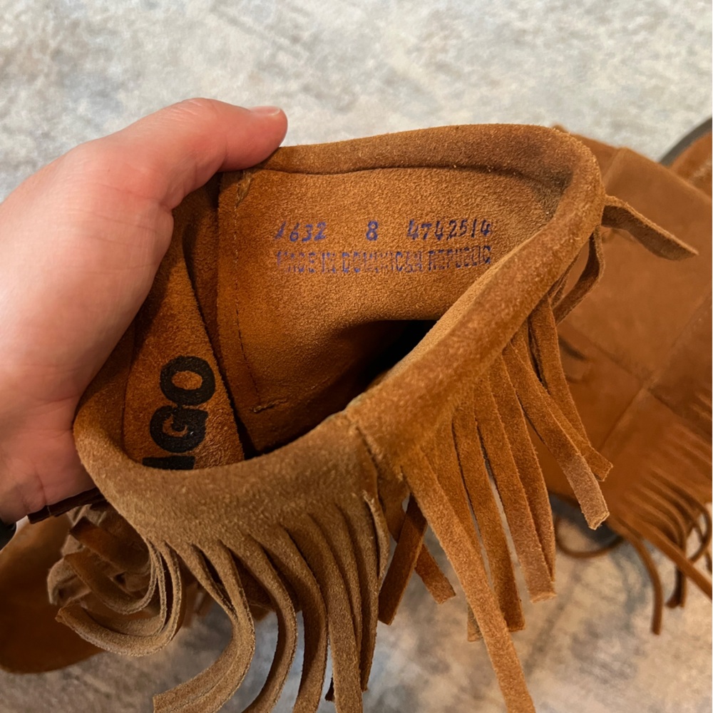 Minnetonka 3 Layer Fringe Boot In Brown Suede Siz… - image 3